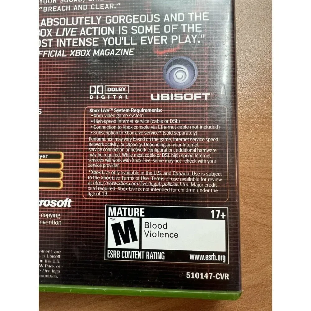 Tom Clancy's Rainbow Six 3 (Microsoft Xbox, 2003) Complete w/ Manual